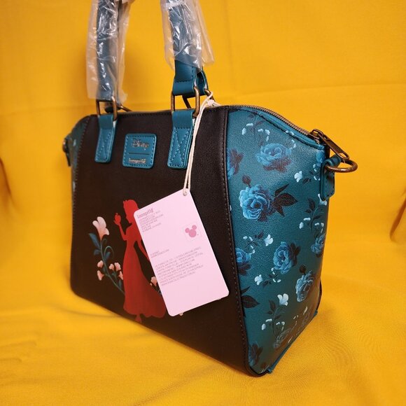 Loungefly Disney Princess Snow White Glitter Apple Floral Satchel Handbag NEW - Picture 6 of 12